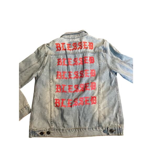 Embroidered Carbon Denim Jacket - Picture 1 of 8
